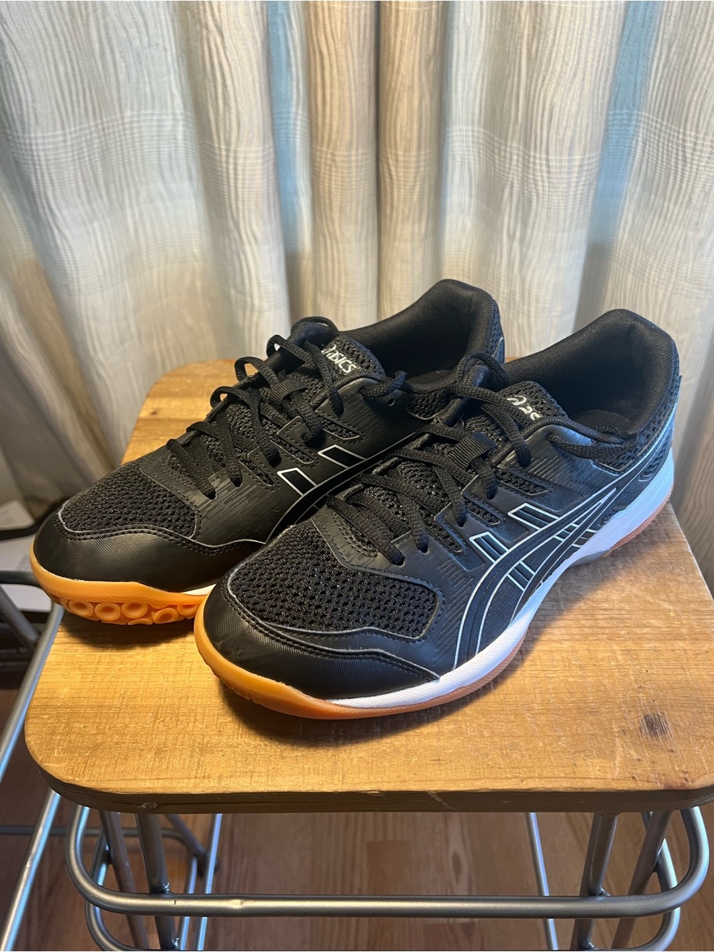 Asics Black Athletic Shoes with Orange Outsole